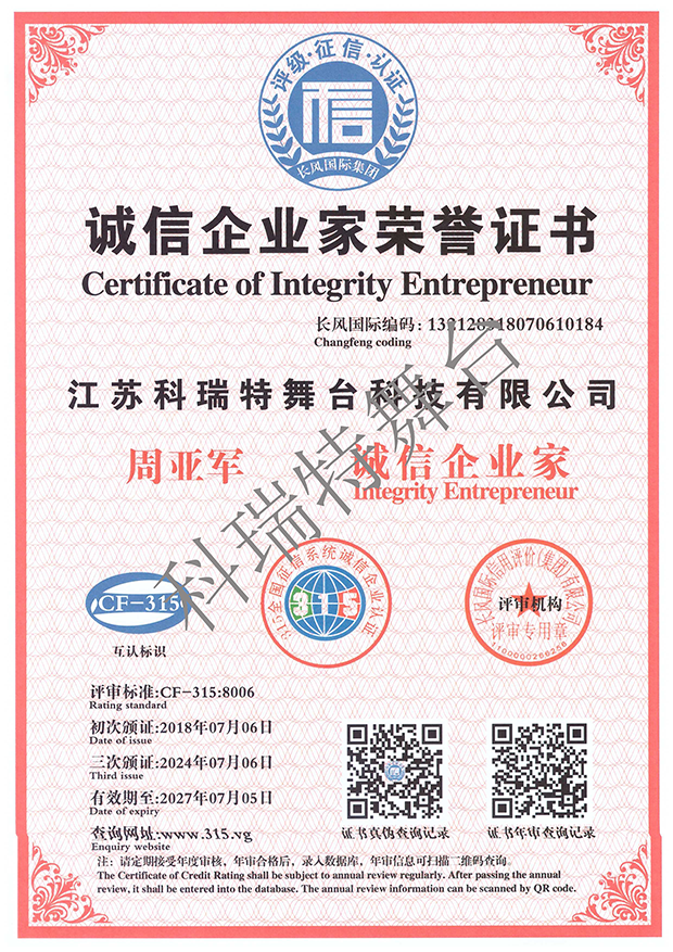 AAA級(jí)誠(chéng)信企業(yè)家證書(shū)